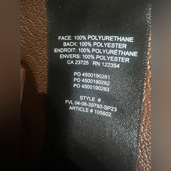 Aritzia Wilfred nord cognac pants size 6 vegan leather moto style night out - Picture 7 of 8